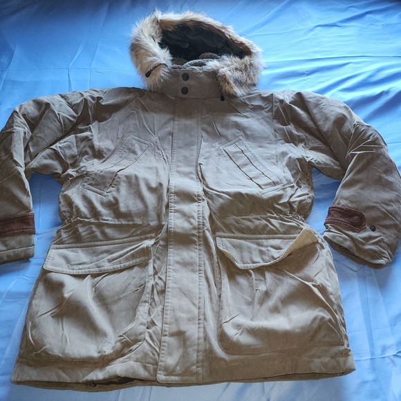 RAINFOREST MEN'S FUR TRIM DOWN PUFFER HOODED PARKA-JACKET GREEN SIZE XL